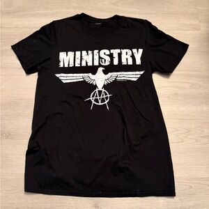 VTG Ministry Short Sleeve Band Logo Black Shirt Eagle Rock Industrial Men’s Sz S